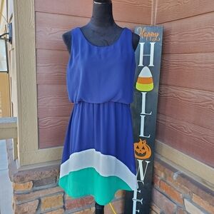 Pixley Color-Block Sleeveless Sundress Blue Green White Women's Size Small